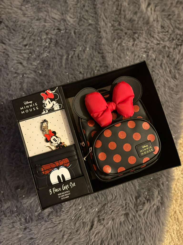 Set de mochila llavero y tarjetero Minnie Mouse